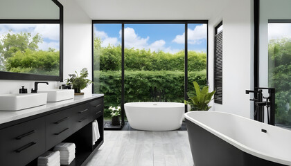 beautiful modern bathroom black and white decor