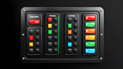 factory industrial control panel isolated on a black background.