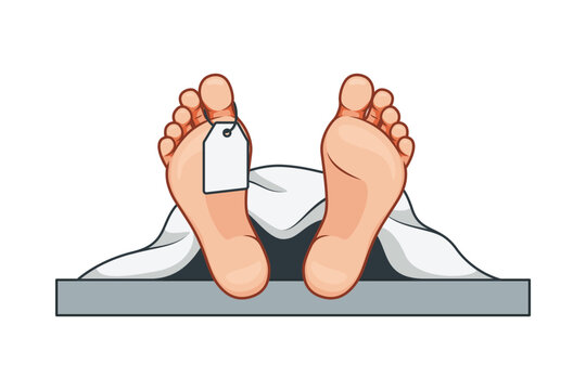 Corpse in the morgue vector. Dead bodies laying in the mortuary.