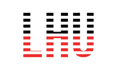 LHU three initial letter iconic line negative space minimal logo design vector template. monogram, abstract, wordmark, business, typography, minimalist, brand, company, flat, modern, unique, simple