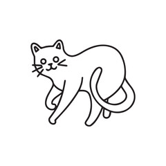 Simple line art cat with end of the tail shaped as heart