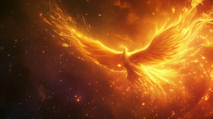 Obraz na płótnie Canvas Phoenix, a mythical creature that bursts with flames.