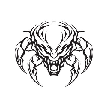 Scorpion Head Illustration, Scorpion Head isolated on white