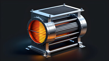 factory industrial heat exchanger isolated on a black background