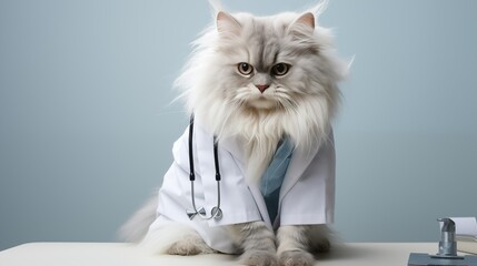 cat, Serengeti cat in doctor gown