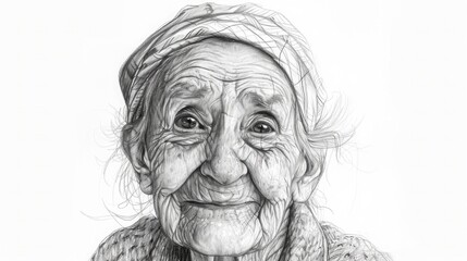 Portrait of an elderly person with a wise and weathered face, captured in a black-and-white image, showcasing the artistry of aging and the depth of life experience