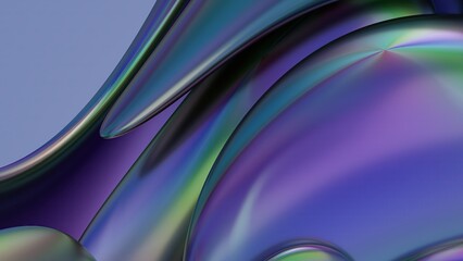 Obraz premium Organic Chrome Reflections Metal Geometry Impressionistic Liquid Creature Abstract Background with Modern 3D Rendering in Elegant