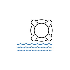 lifebuoy concept line icon. Simple element illustration.lifebuoy concept outline symbol de sign.