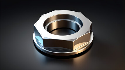 3d factory industrial nut isolated on a black background