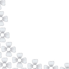 Silver Floral Design Border Isolated on White