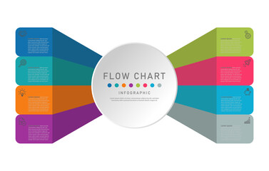 8 step business process chart with company graphic elements. Company presentation Modern vector information graphic design