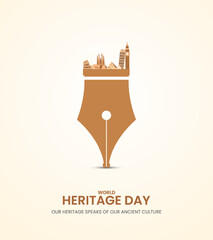 World heritage day. Heritage day creative design for social media banner, poster, 3D Illustration