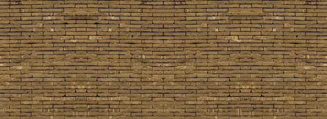 Brick seamless panorama background, old brown bricks wall background and texture.