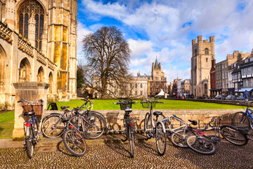 Kings Parade, Cambridge, a street scene with bicycles in the foreground, typical of the city. Great...