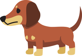 Cartoon character side view dachshund dog for design.