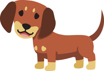 Cartoon character smiling dachshund dog for design.