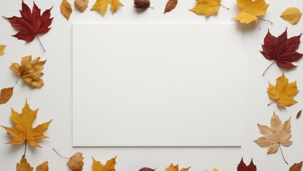 Fototapeta premium autumn leaves on a white background with space text