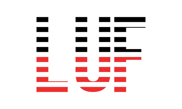 LUF three initial letter iconic line negative space minimal logo design vector template. monogram, abstract, wordmark, business, typography, minimalist, brand, company, flat, modern, unique, simple