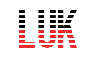 LUK three initial letter iconic line negative space minimal logo design vector template. monogram, abstract, wordmark, business, typography, minimalist, brand, company, flat, modern, unique, simple