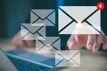 New email notification concept for business e-mail communication and digital marketing. Inbox,...