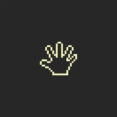 this is one bit hand icon in pixel art with white color and black background ,this item good for presentations,stickers, icons, t shirt design,game asset,logo and project.
