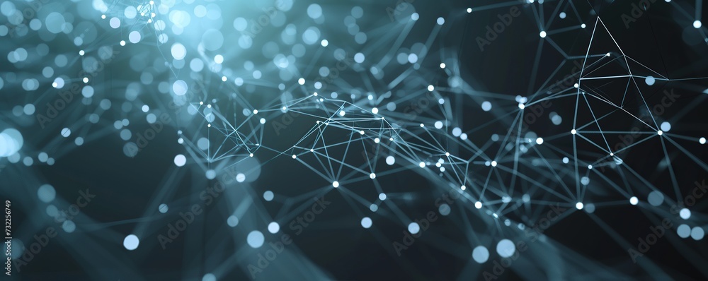 Wall mural abstract technology background. the connection lines and points that form a network in technology