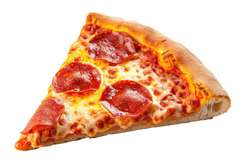 Slice of pepperoni pizza isolated on transparent background