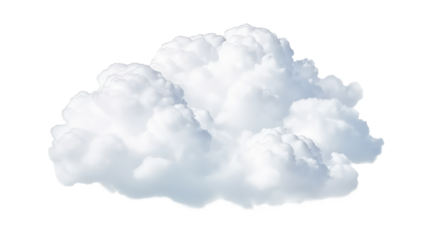 isolated white natural cloud element on transparent background