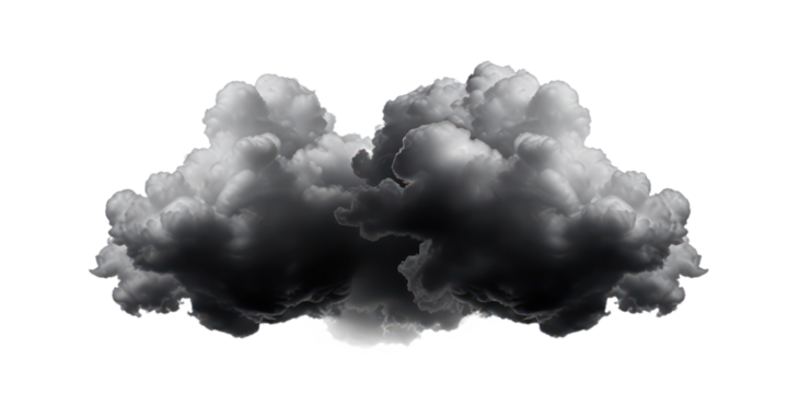 transparent dark puffy cloud element on white background