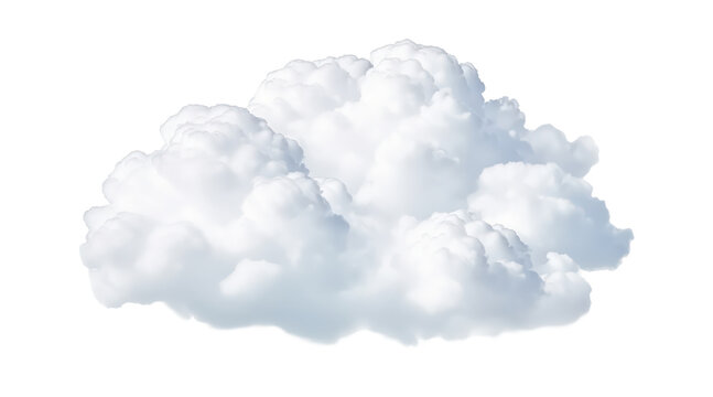 isolated white natural cloud element on transparent background