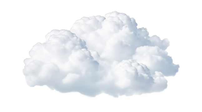 isolated white natural cloud element on transparent background