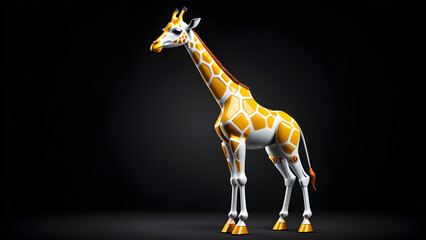 giraffe and clipart isolated on a black background