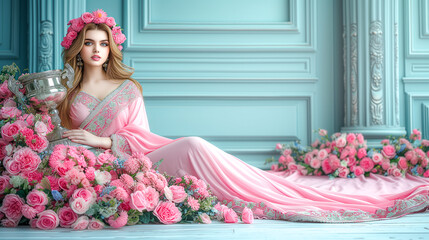 Beauty queen with trophy