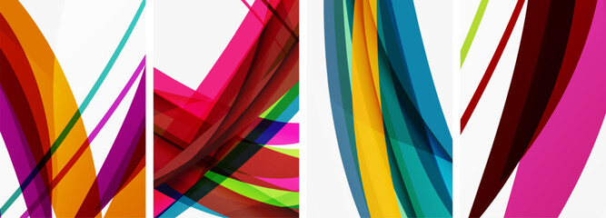 Colorful wave lines poster set for wallpaper, business card, cover, poster, banner, brochure, header, website