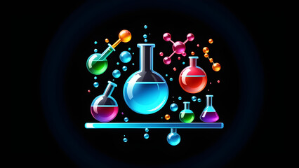 science chemistry icon symbol and clipart isolated on a black background. science lab icon. science technology research