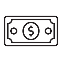 Dollar banknote money cash line icon.