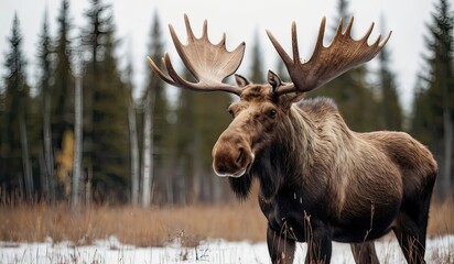moose with big horns isolated on white background