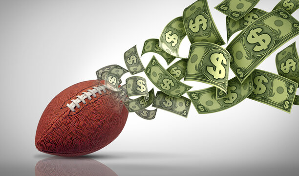 American Football Betting and picking a winner with a bet on the big championship game as a symbol of sports bets 