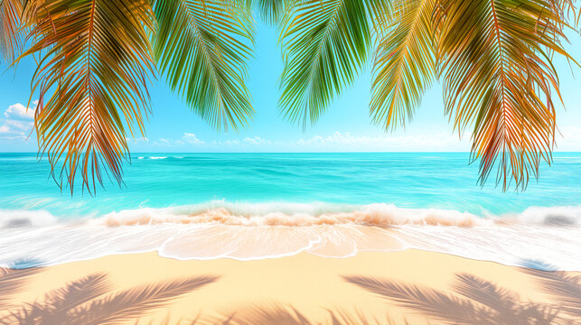 Transport viewers to a tropical paradise with a high-quality image capturing a serene beach setting © Graphic Grow