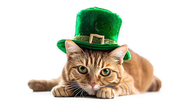 St Patrick's Day Kitty Cat isolated on a white background