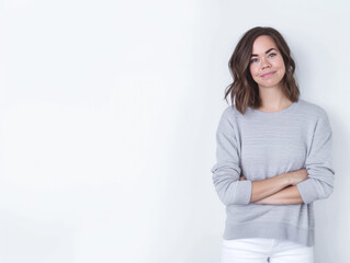 Fototapeta premium Portrait of a happy young woman isolated from a white background copy space for text.