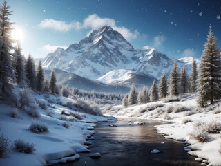 Fototapeta na wymiar 雪山の風景