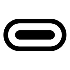 USB type C thunderbolt interface lightning port socket connector icon black color vector illustration image flat style