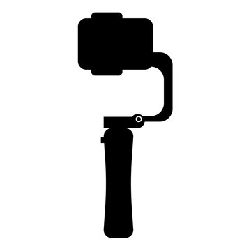 Gimbal mobile stabilizer for smartphone camera cell phone steady cam icon black color vector illustration image flat style