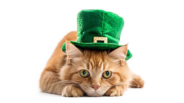 St Patrick's Day Kitty Cat isolated on a white background