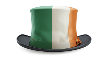 Top hat with the flag of Ireland isolated on a white background