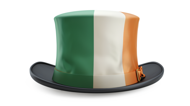 Top hat with the flag of Ireland isolated on a white background