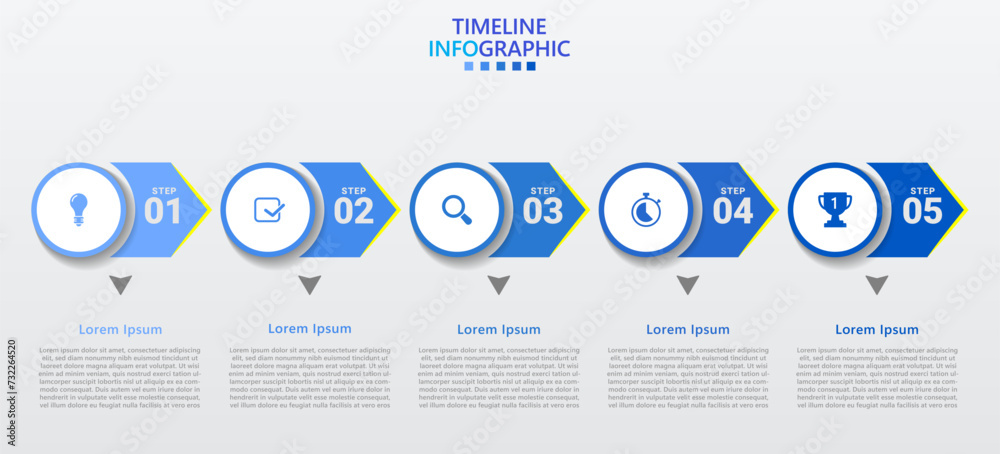 Poster infographic template for business. modern timeline infograph with 5 steps.