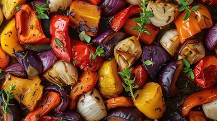 Tafelkleed grilled oven root vegetables with rosemary  © sam richter