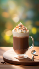 Hot Chocolate. Table. Drink. Beverage. Warm. Cocoa. Delicious. Sweet Dessert. AI Generated.